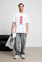 Giano men's organic cotton crew neck printed oversized white t-shirt - 3