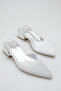 Women's Open Back Elastic Glittery Heeled Shoes Silver