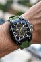 Sporty Strong Design Men's Wristwatch |   Dark Green Silicone Cord, Chronograph, 5Atm