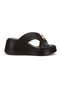 Women's Buckle Detailed Wedge Heeled Slippers 6342 Black - 2