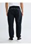 Black Loose Fit Striped Men's Jogger Sweatpants (S6) - 4