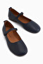 Sally Genuine Leather Navy Blue Strappy Women's Ballerinas - 3