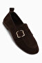 Oliva Genuine Leather Brown Buckle Women's Ballerinas