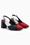 Brenda Genuine Leather Red Navy Blue Women's Heeled Sandals - 4