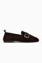 Oliva Genuine Leather Brown Buckle Women's Ballerinas - 2