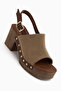 Cindy Beige Suede Platform Heeled Women's Sandals