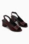 Catia Genuine Leather Burgundy Snake Pattern Women's Heeled Sandals - 4