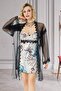 Printed Satin Short Nightgown and Tulle Dressing Gown Set 2 Pieces 4910