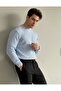 Blue - Ribbed Oversize Crew Neck Knitwear / Crew Neck Sweater - 4