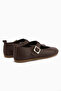 Danni Genuine Leather Brown Belted Women's Ballerinas - 6