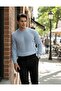 Blue - Ribbed Oversize Crew Neck Knitwear / Crew Neck Sweater - 2
