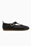 Danni Genuine Leather Black Belted Women's Ballerinas - 2