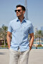 Men's Modern Fit Premium Cotton Short Sleeve Single Pocket Linen Shirt - 2
