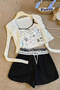 Grafitti Hello Kitty Printed Black Strappy White Printed Crop Top - 2