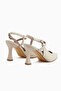 Lulia Genuine Leather Beige Ankle Buckle Women's Heeled Shoes - 5