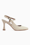 Lulia Genuine Leather Beige Ankle Buckle Women's Heeled Shoes - 2