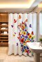 Bathroom Curtain, Butterfly Flower Cat Pattern Shower Curtain, Bathtub Curtain 175X200Cm - 3