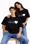 Lover's Combination Heartbeat Printed Couple T-Shirt Oversize Unisex Partner Combination Couple Set Black - 3