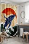 Bathroom Curtain, Japanese Waves and Whale Pattern Shower Curtain, Bathtub Curtain 175X200Cm - 2