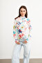 Women's Soft Floral Patterned Body Suit with Finger Detail - 2