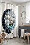 Bathroom Curtain, Feather and Ship Patterned Shower Curtain, Bathtub Curtain 175X200Cm - 2