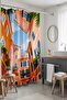 Bathroom Curtain, Pastel Coast Streets Patterned Shower Curtain, Bathtub Curtain 175X200Cm - 2