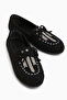 Darya Black Suede Embroidered Moccasin Shoes Women's Loafer - 4