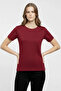 T-Shirt Crew Neck Slim Fit Lycra T-Shirt Casual Basic Body - Burgundy