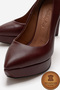 Genuine Leather Women's Burgundy Leather Platform Heeled Shoes Pointed Toe Evening Dress Shoes Sienaderi - 3