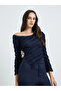 Dark Blue Textured One-Shoulder Top - 3
