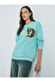 Women's 3D Printed Decor Round Neck Long Sleeve Sweatshirt