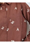 Brown Floral Embroidered Long Sleeve Shirt - 4