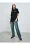 Black Oversized Cotton T-Shirt with Text Print - 2