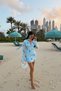Blue Palomia Floral Print Tie-Detail V-Neck Mini Summer Dress ATE-4829 - 4