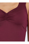 Burgundy Sweetheart Neck Sleeveless Tank Top - 3