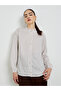 Beige Ruffled Detail Striped Shirt - 3