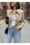 Women's Black-Khaki-Beige and Brown Cropped Trench Coat Jacket - Short Cut Street Style - 2