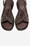 Aurora Brown Genuine Leather Stone-Embellished Women's Sandals - 2