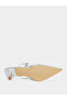 Silver Embossed Pointed Toe Mules - 6