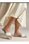White Braided Slip-On Flat Sandals - 7