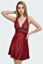 250 Burgundy Color Satin Single Nightgown