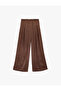 Regular Waist Pleated Wide Leg Satin Trousers with Pocket Detail - 3