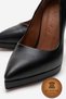 Genuine Leather Women's Black Leather Platform Heeled Shoes Pointed Toe Evening Dress Stiletto Nicoladeri - 3