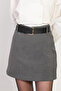 Women's thick belted mini skirt - school grey - 3