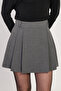 Women's pleated front mini skirt with shorts - school grey - 4