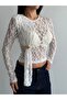 4428 Lace Front Shawl Buckle Blouse - 2
