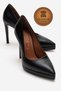 Genuine Leather Women's Black Leather Platform Heeled Shoes Pointed Toe Evening Dress Stiletto Nicoladeri - 2