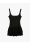Crepe Scuba Fabric Square Neck Layered Ruffle Pleated Strap Mini Dress - 5