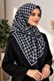 وشاح قطني مطبوع - أسود / أبيض-6291-08