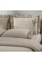 Latifa Double Duvet Cover Set 100% Organic Cotton Linen Embroidered Beige 200X220 cm - 8